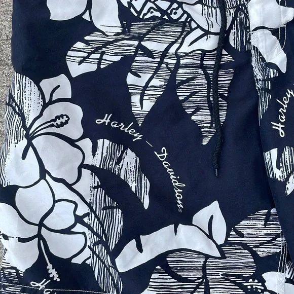 Harley-Davidson Mens Floral Tropical Swim Trunk Board Shorts Motorcycles Size L - Picture 2 of 6